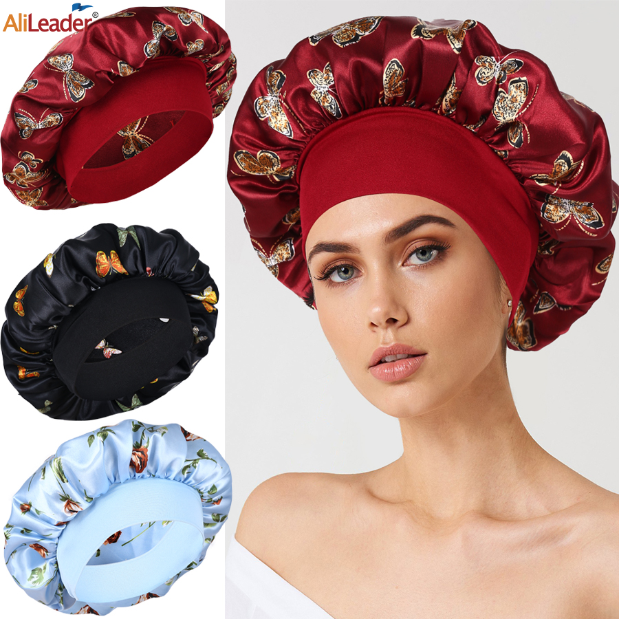 Aerith Cosplay Prop - Adjustable Sleeping Silk Bonnet Black Women