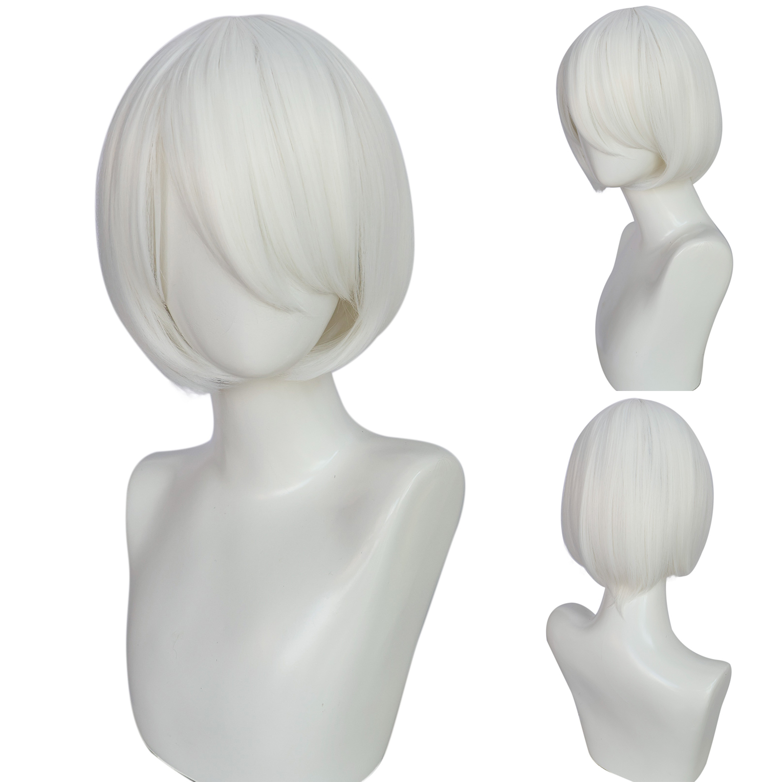 Wig Fiber Net - Synthetic Short Straight white Anime Cosplay