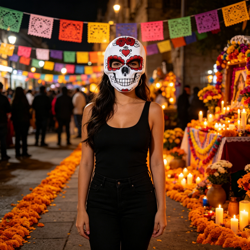 Day of the Dead Mask Colorful  - مراجعة Cosplay Props Eva Foam وسعره