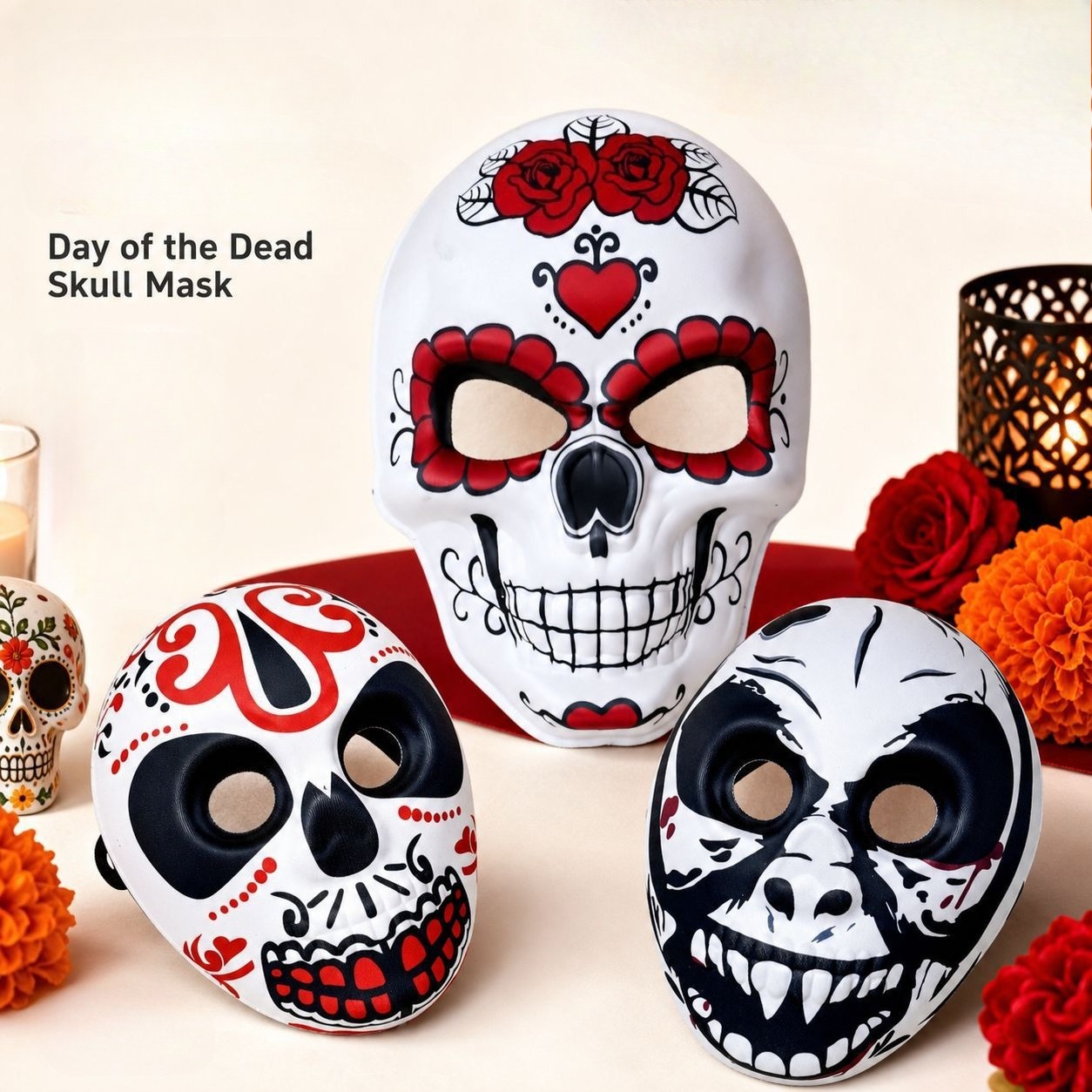 Day of the Dead Mask Colorful  - مراجعة Cosplay Props Eva Foam وسعره