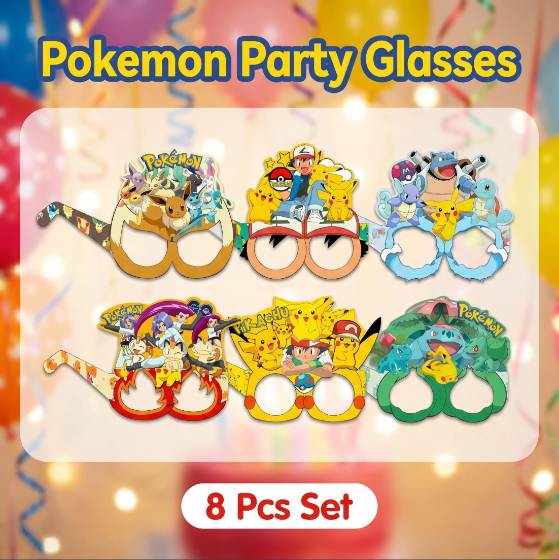 Pokémon-themed paper glasses.  - مراجعة Prop Para Cosplay وسعره