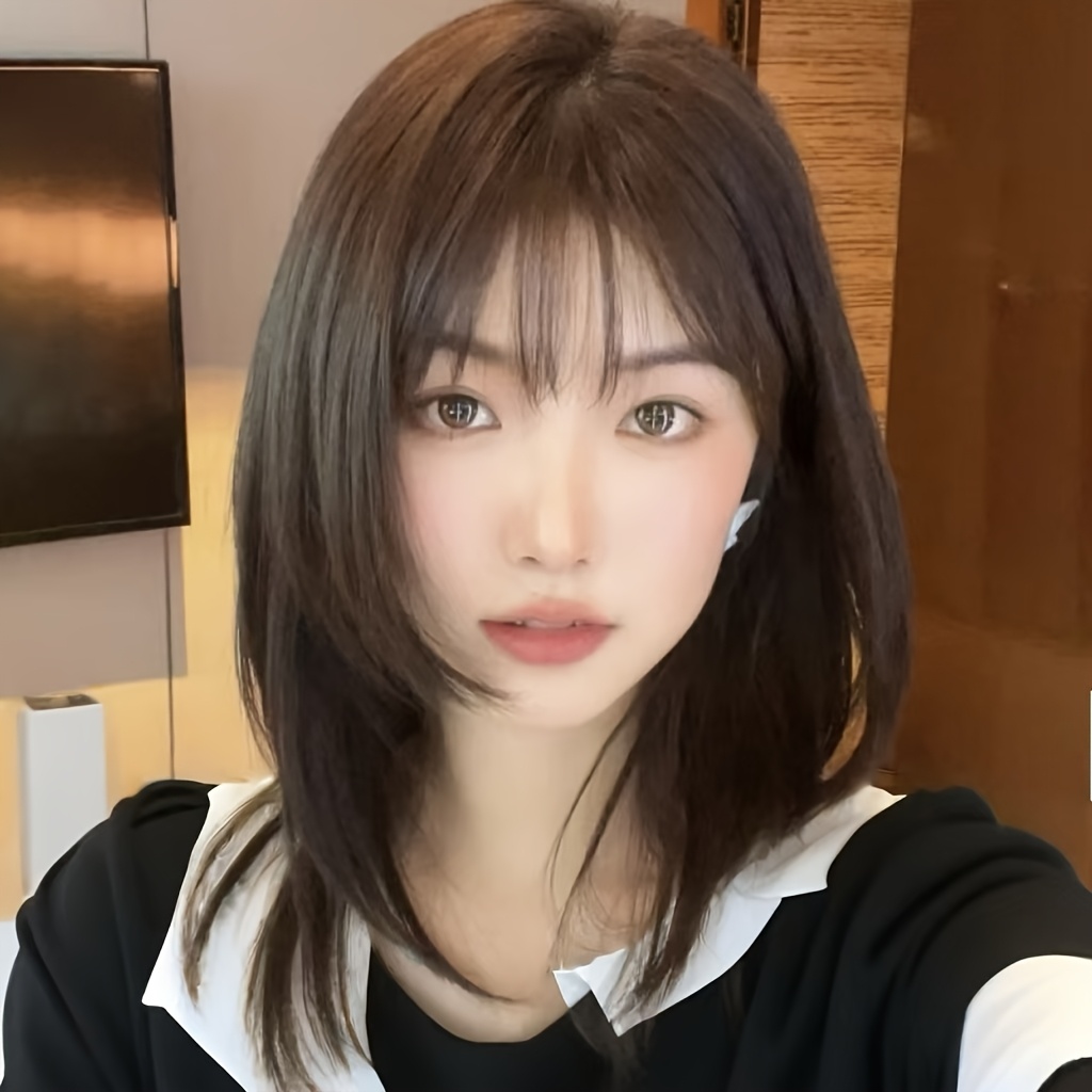Women's Black-Brown Medium-Len - مراجعة Wig Fiber Net وسعره