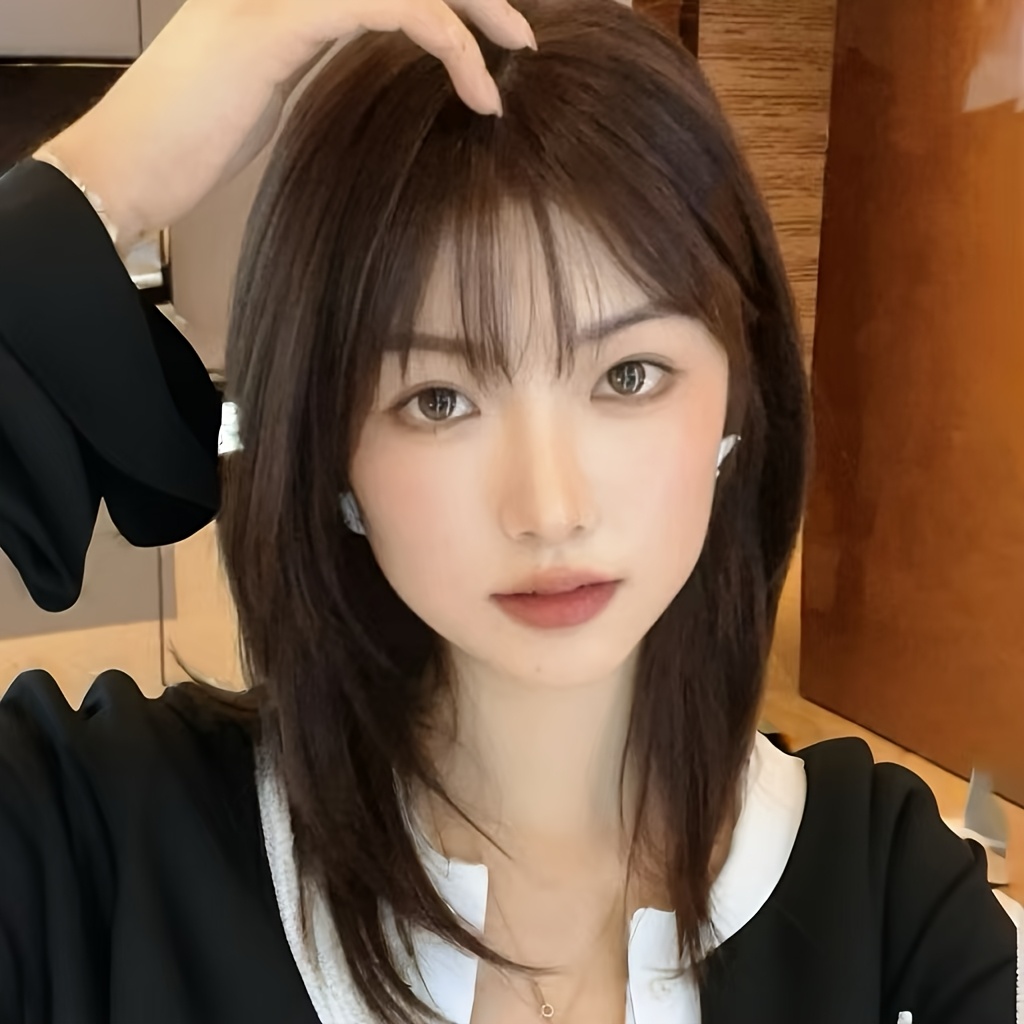 Women's Black-Brown Medium-Len - مراجعة Wig Fiber Net وسعره