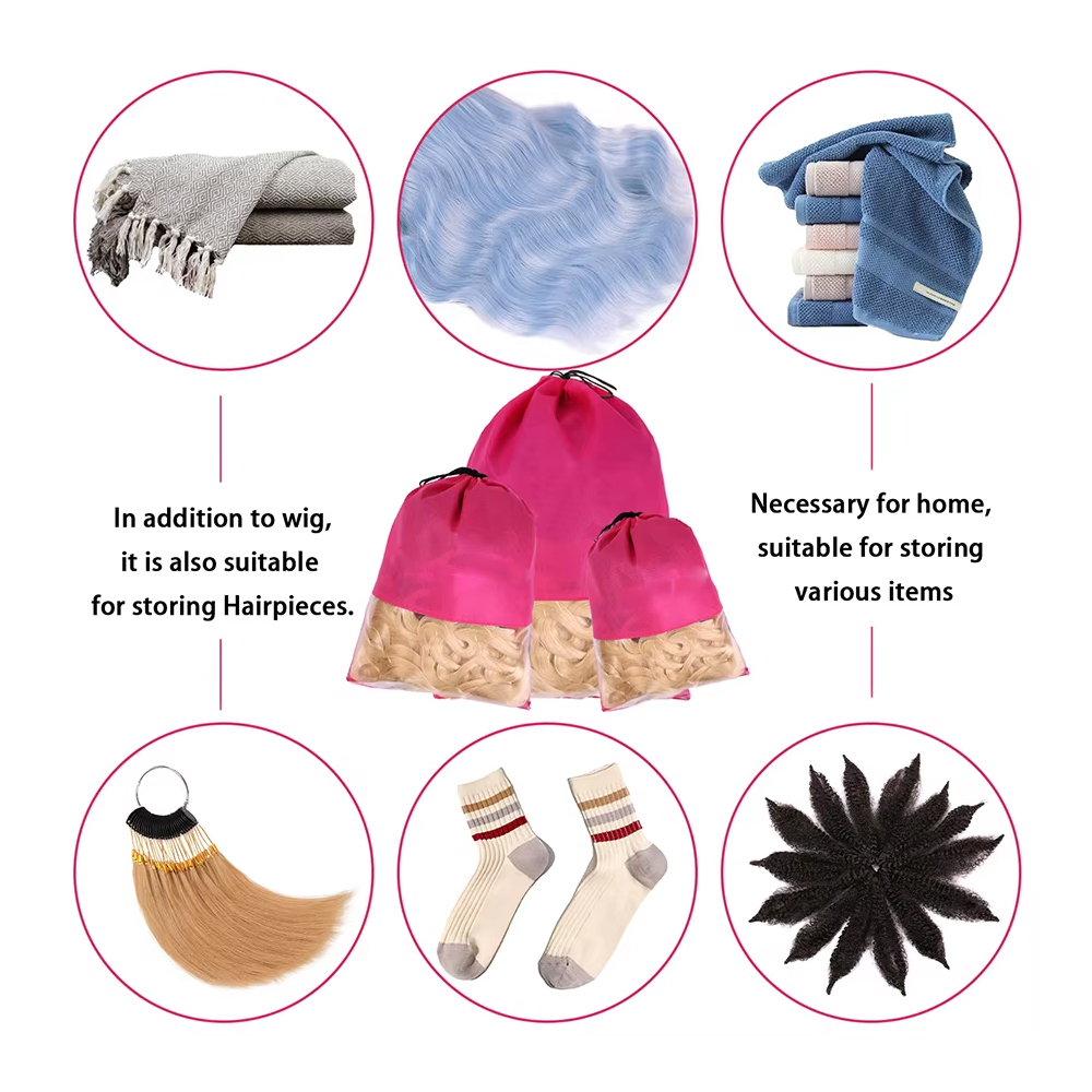 12pcs Non-woven Wig Bag Black  - مراجعة Aerith Cosplay Prop وسعره