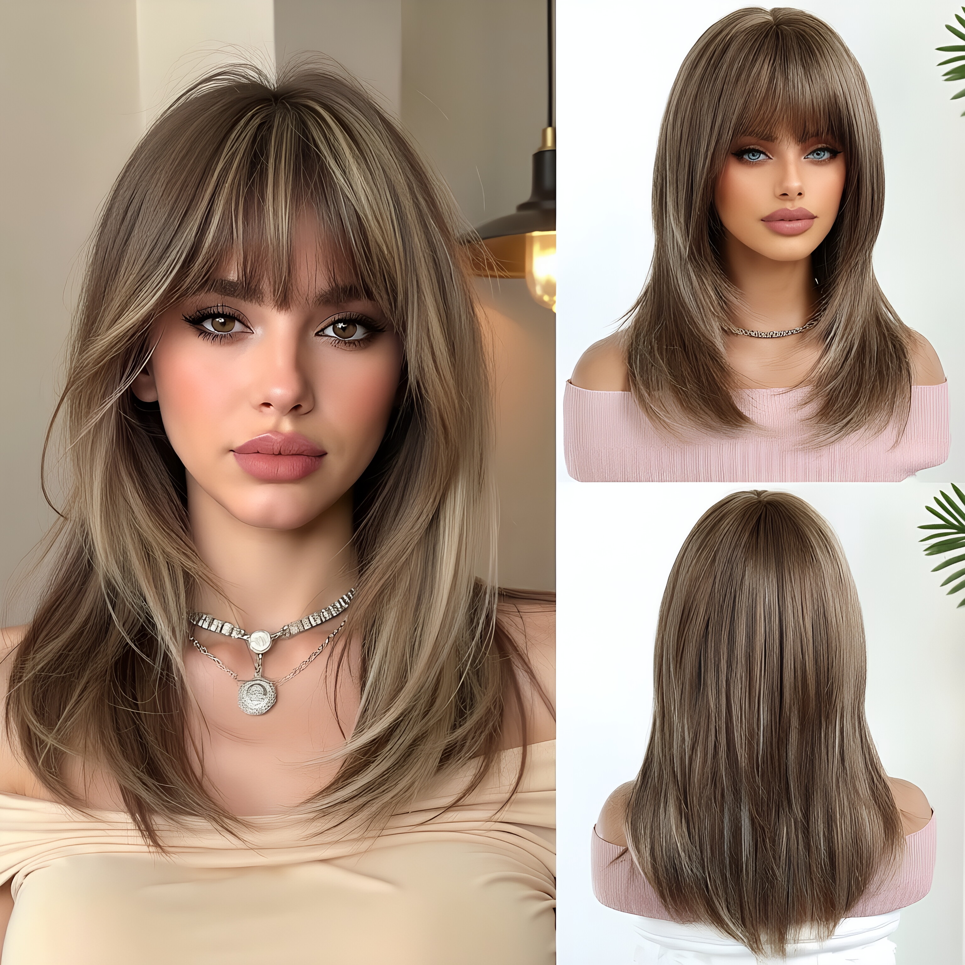 Daily light brown wig, headban - مراجعة Wig Fiber Net وسعره