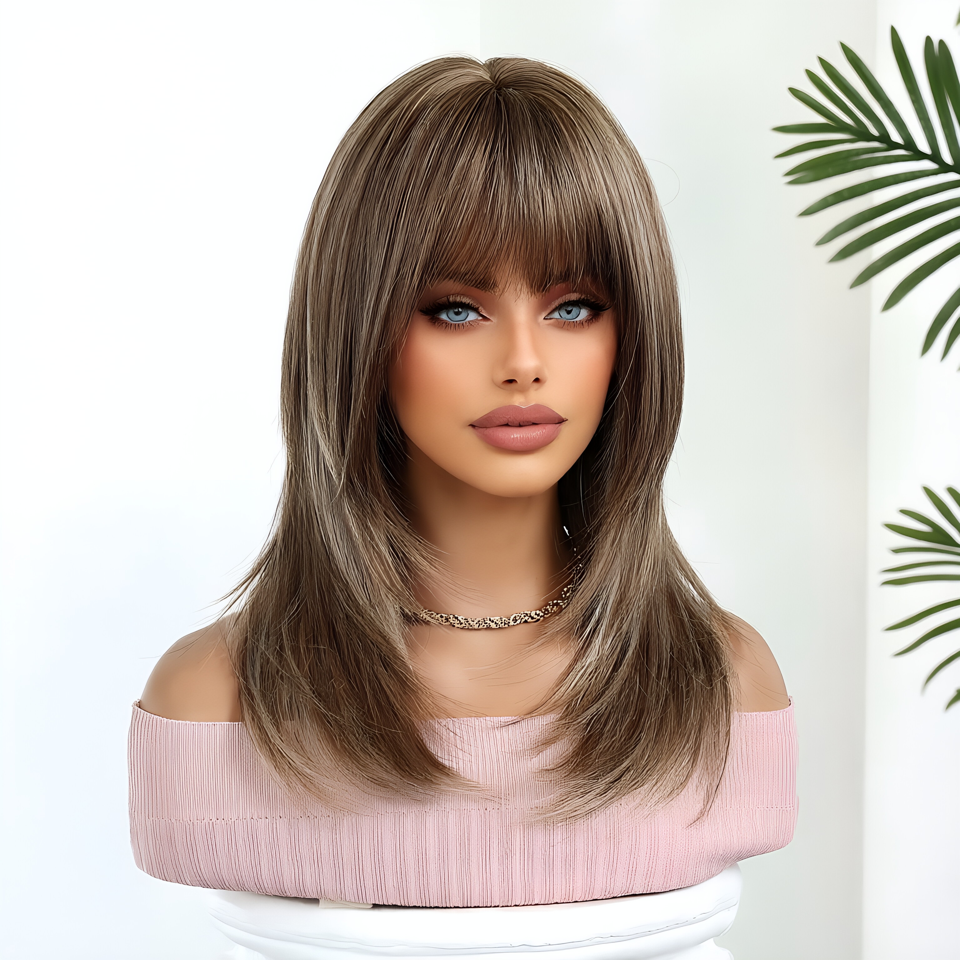 Daily light brown wig, headban - مراجعة Wig Fiber Net وسعره
